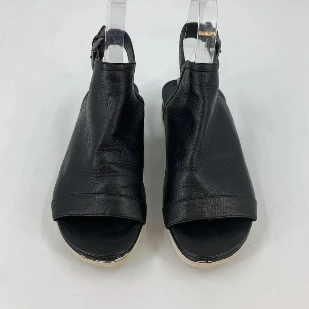 Eileen Fisher Women's Cover 2 Leather Open Toe Platform‎ Sandals Size 6.5